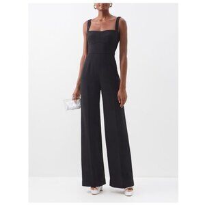 SALONI Rachel Crepe Jumpsuit / Size 10 / Black Formal Wedding Wide Leg
